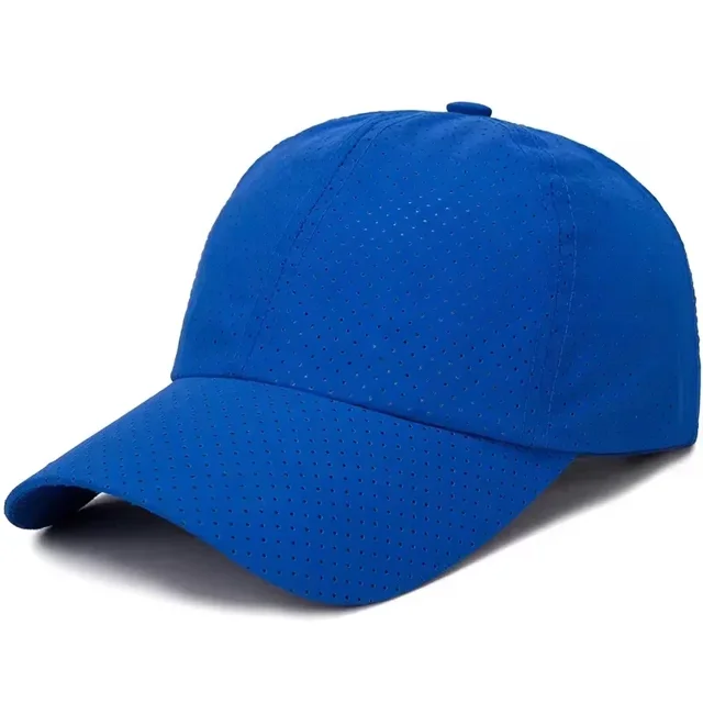 Hat for Men Spring Summer Solid Color Mesh Cap Baseball Cap Women's Korean Edition Sunscreen Hat Mesh Breathable Peaked Cap Blue