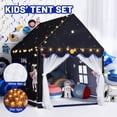 thumbnail image 2 of Carpa de juego Wilwolfer Space Kids con alfombrilla y luces en forma de estrella, color negro, 2 of 7