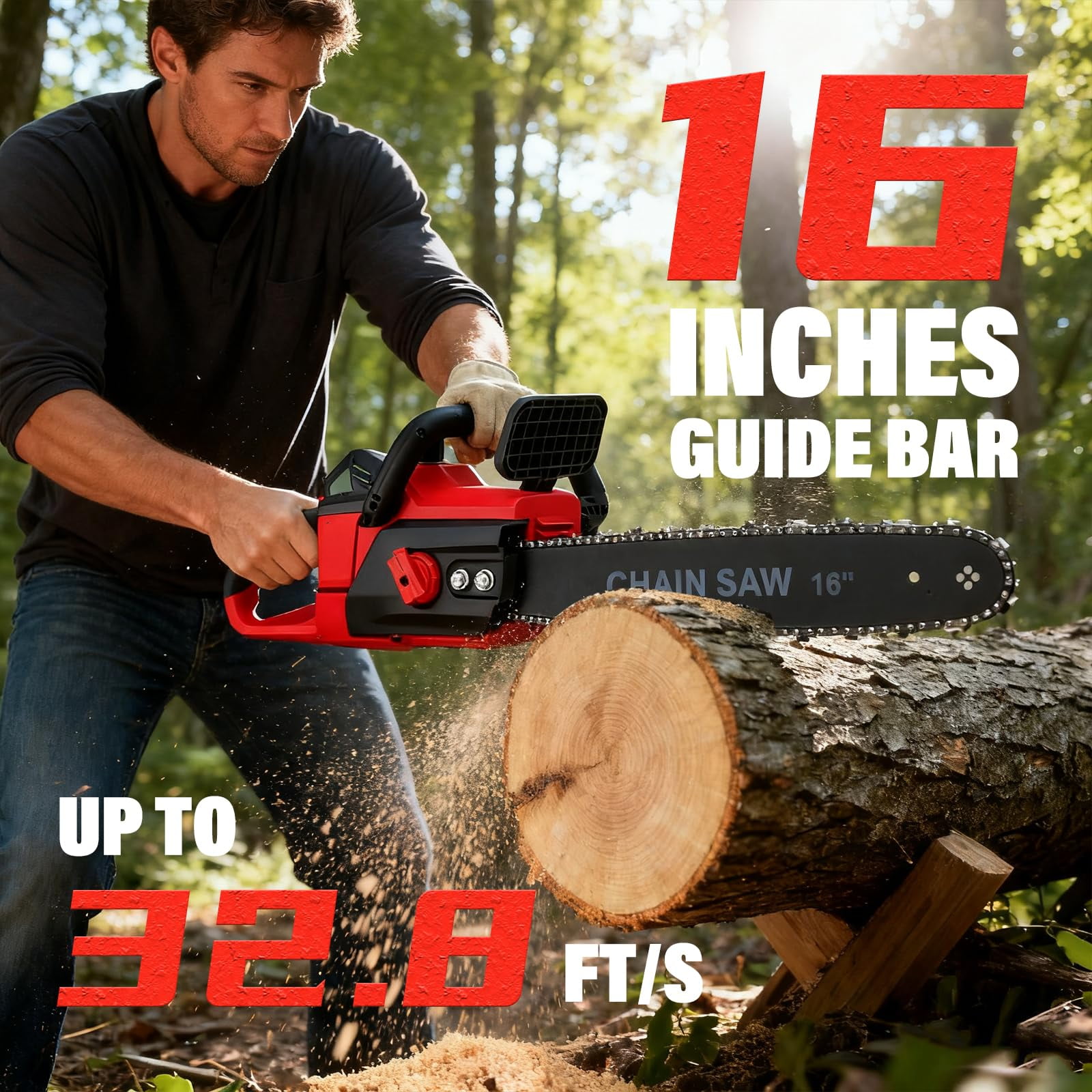 CATGOOD 16" Cordless Chainsaw, 42V Battery Powered Brushless Chainsaw Kit for Tree Trimming, 1350W