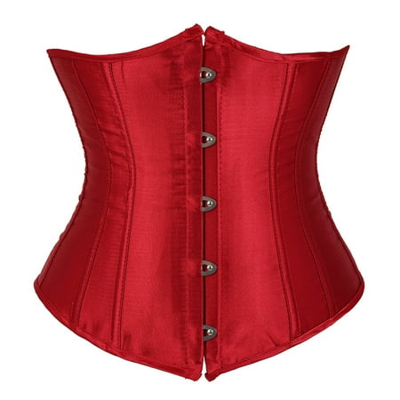 Women s Bustier Corset Tops Satin Waist Cincher Underbust Bustier Tops Sealing Waist Support Bodybody Tops Plus Size Corset Dress S-39 Wine XXL