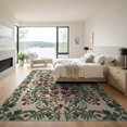thumbnail image 3 of ODIKA 9'x12' Washable Area Rug Low Pile, Flatwoven, Circle Botanical Semi Symmetrical Vine Traditional Semicircle for Great Room, Indoor Concept, Large Living, 3 of 7