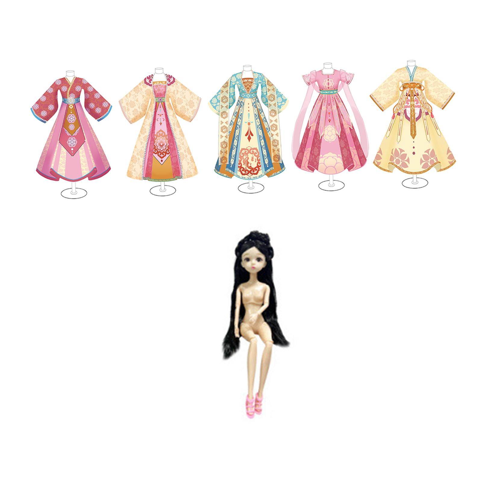 Zxpjkyu Chinese Ancient Clothes Material Kit Outfit Making Kit Chinese Traditional Dress 5 Mannequins 1 Doll