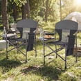 thumbnail image 4 of Gymax 2 Pcs Camping Chair Oversized Padded Portable Directors Chair w/ Side Table Black & Gray, 4 of 10