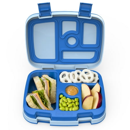 

Bentgo Kids Leak-Proof 5-Compartment Bento-Style Kids Lunch Box - Ideal Portion Sizes for Ages 3 to 7 BPA-Free Dishwasher Safe Food-Safe Materials (Blue)