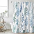 thumbnail image 4 of Blue Green Botanical Bathroom Shower Curtains with 12 Hooks Polyester Waterproof Shower Curtain for Stalls and Bathtubs Retro Summer Watercolor Leaf Plant Decorative Bathroom Curtain 36x72 Inches, 4 of 8