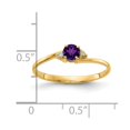 thumbnail image 2 of Solid 14k Yellow Gold 4mm Amethyst Purple February Gemstone Diamond Engagement Ring Size 5 (.016 cttw.), 2 of 3
