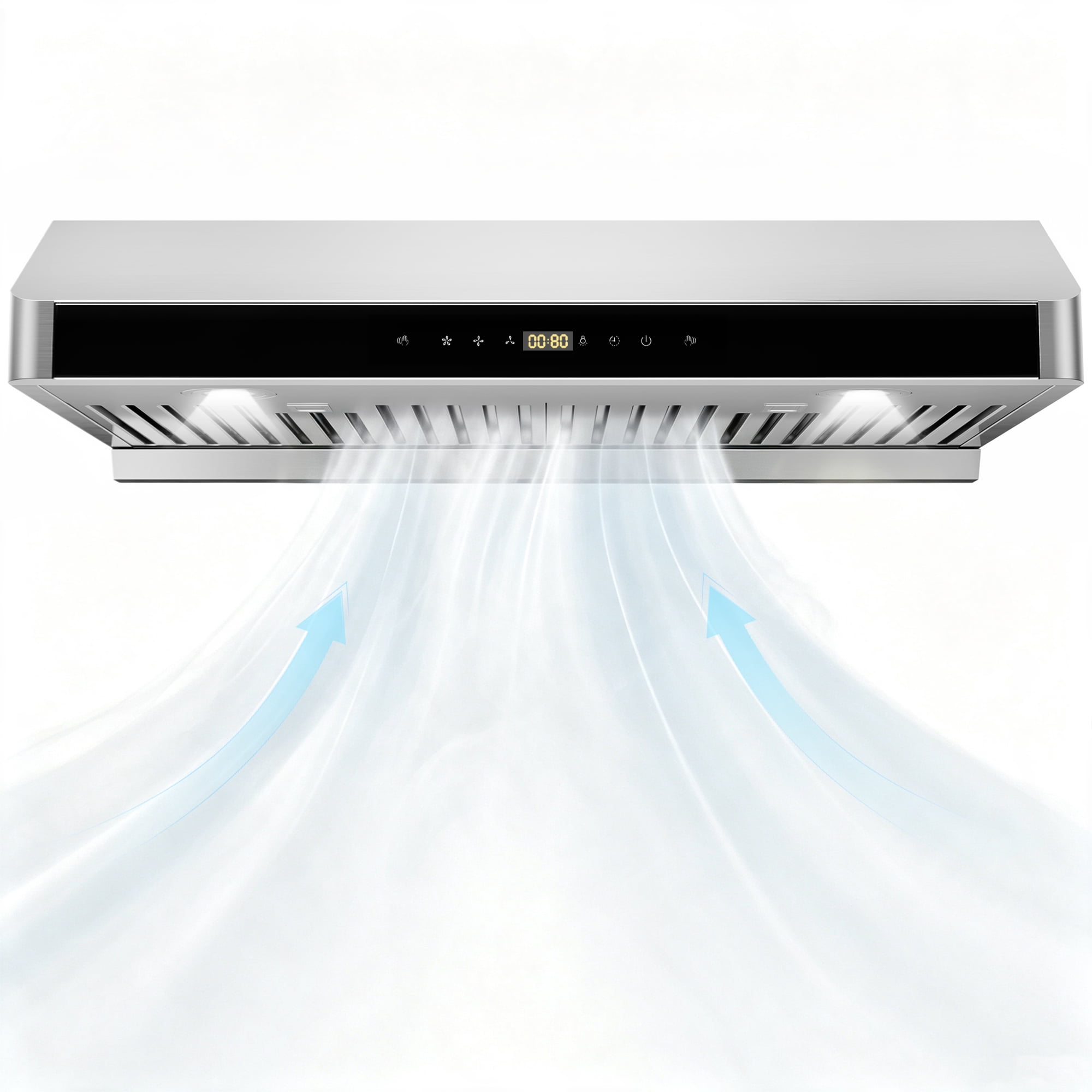 LUXAPA 30" Under Cabinet Range Hood, 900 CFM Ducted Stainless Steel Vent Hood, Touch & Gesture Control, 3-Speed Fan, LED Lights, Baffle Filter