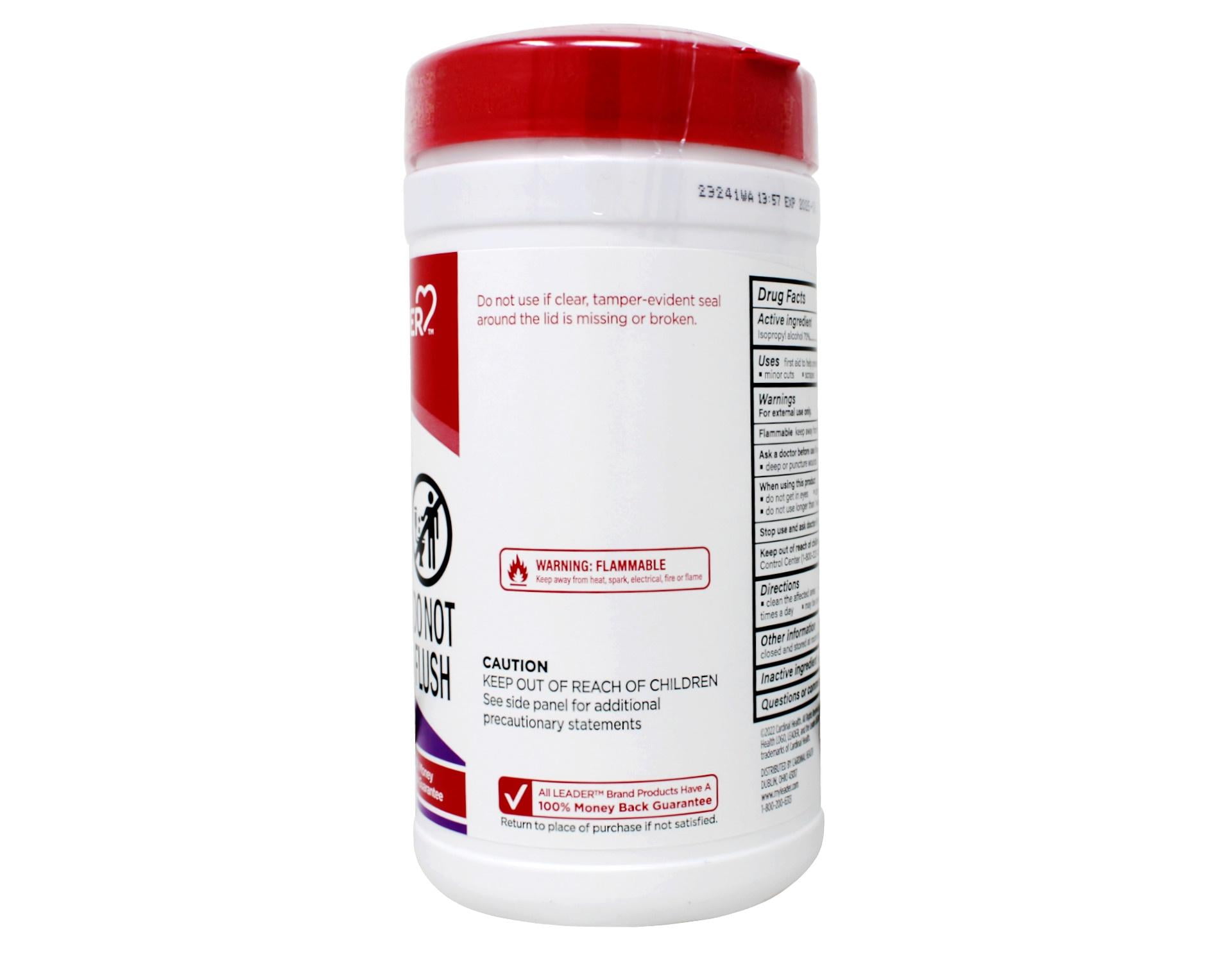 Leader Isopropyl Alcohol 70% Wipes, First Aid Antiseptic, Helps Prevent the Risk of Infection, 40 Count - 3 Pack