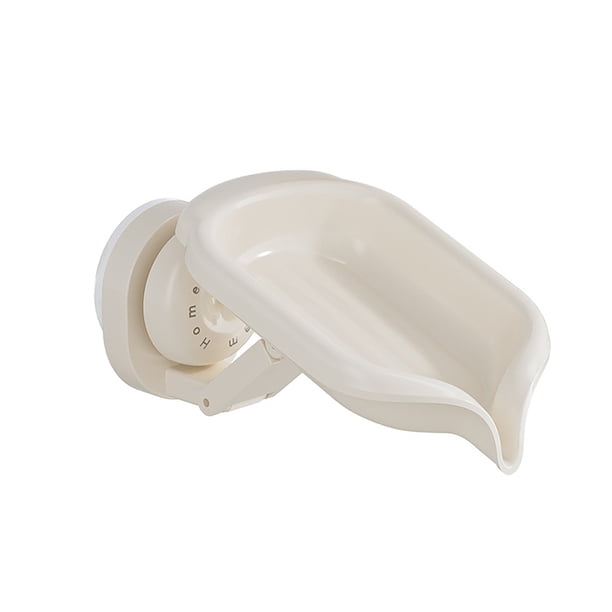 Jabonera de plástico con ventosa, brazo extensible y bandeja de drenaje en ángulo para el baño, la cocina, la encimera o como organizador de jabón y esponjas