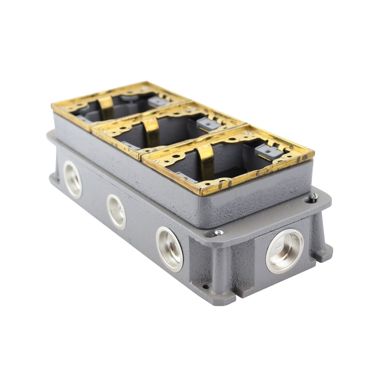 Hubbell-Raco 953 4-Gang 1-5/8" Deep Welded Electrical Box – 16 Concentric Knockouts For 1/2" & 3/4" Conduit, 72.8 Cu. In. Capacity