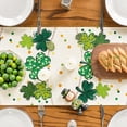 thumbnail image 4 of mubwai Gnome Lucky Charm Shamrocks St. Patrick''s Day Table Runner, Seasonal Kitchen Dining Table Decoration for Home Party Decor 13x36 Inch, 4 of 4