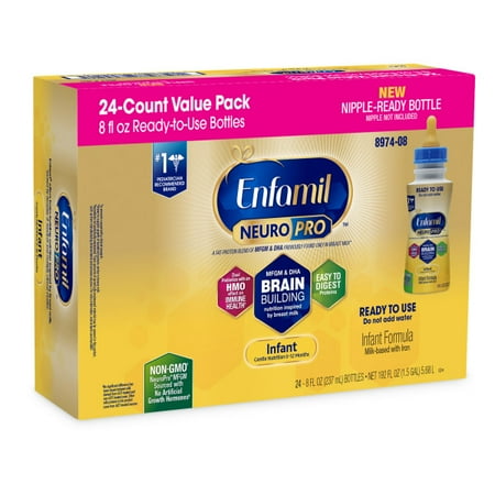 pack of 4/ count 6 bottles ) Best by OCT/ 01/2024)) Enfamil NeuroPro Ready to Feed Infant Formula Bottles - 8 fl oz