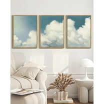Drsoum Cloud Framed Wall Art Cloudy Sky Natural Wall Decor Vintage Landscape Modern Painting Artwork for Living Room Bedroom 11x14in3pcs Natural Framed