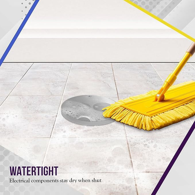 ENERLITES Screw Cap Floor Box Cover, 4" Diameter, 20A Tamper-Weather Resistant Receptacle Outlet, Watertight Gaskets, 975501-SS, UL Listed, Stainless Steel
