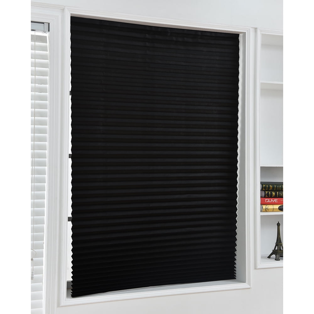 Blackout Window Curtain, Cordless Pleated Paper Window Shades (Black