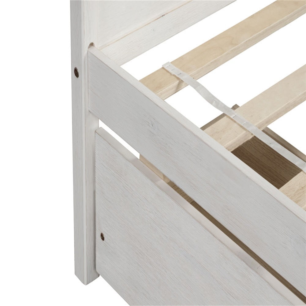 Kepooman Home Wood Full Daybed Sofa Bed with Headboard and 2 Drawers Storage for Bedroom Study Room, White Kepooman Home Wood Full Daybed Sofa Bed with Headboard and 2 Drawers Storage for Bedroom Study Room, White