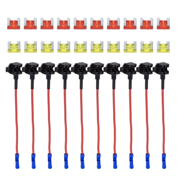 Universal agregar un circuito 12 V perfil bajo mini fusible grifo con 10 piezas 10 A 20 A APS fusible tipo cuchilla 1 juego