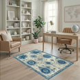 thumbnail image 2 of ODIKA 4'x6' Ultra-Soft Area Rug, Navy Blue Nautical Octopus Design Intricate Marine Motifs with Compass Details Washable, Bare feet friendly, Silk-Touch for Bedroom Home office, 2 of 7