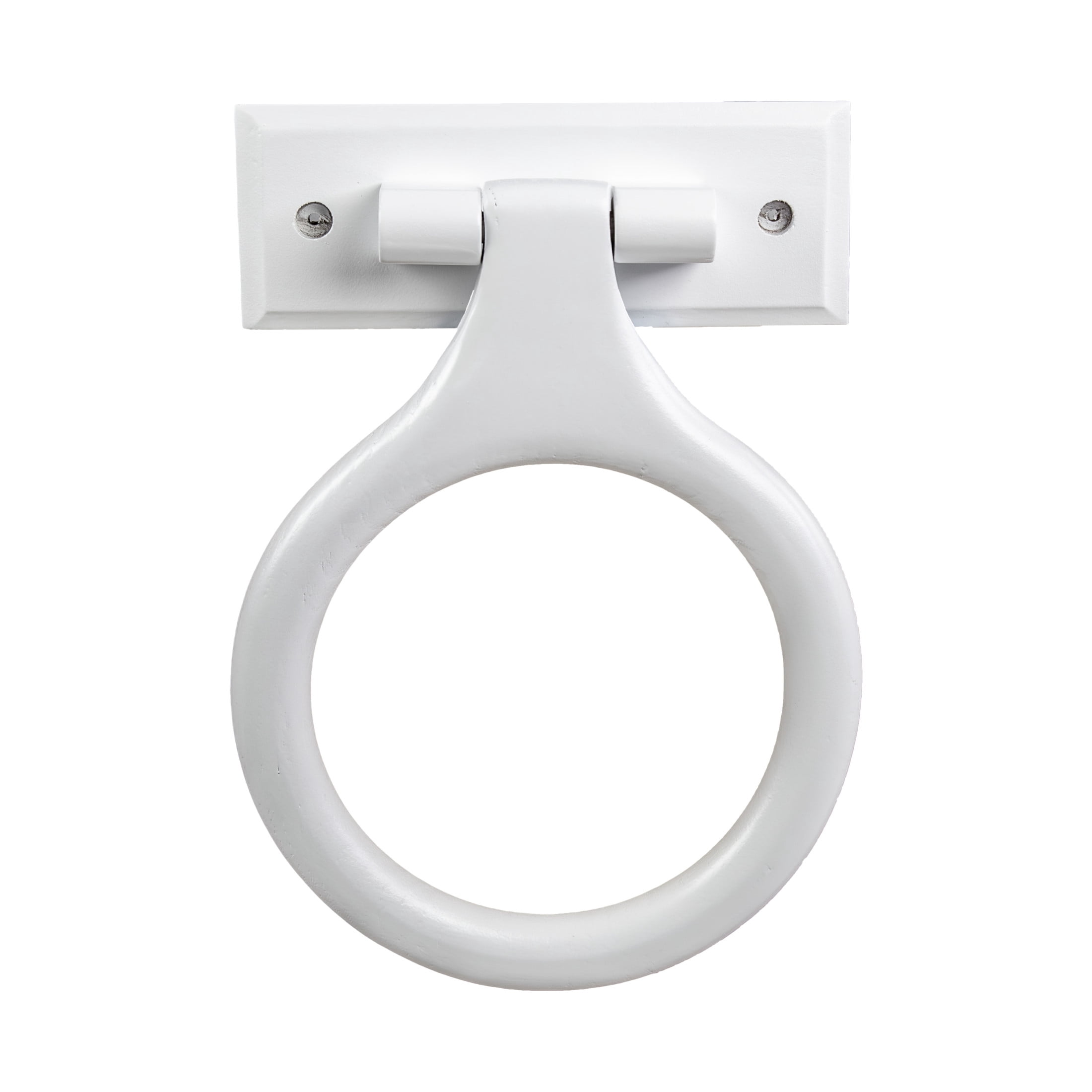 White Wood Dalton Towel Ring, Bathroom and Kitchen Wall Mount