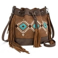 thumbnail image 4 of Montana West Aztec Bucket Bags for Women Western Fringe Crossbody Bag Vintage Drawstring, Coffee, 4 of 7