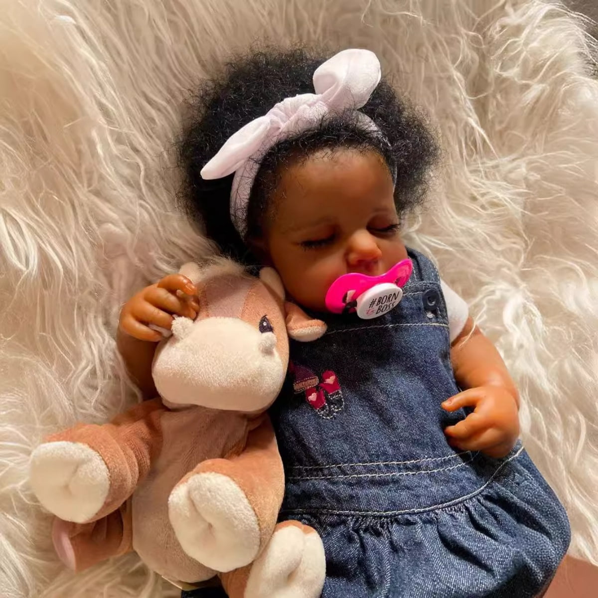 Reborn Baby Dolls Black 20 inch African American Newborn Baby Girl Doll Soft, Realistic Newborn Baby Doll, Waterproof, Poseable with Accessories Gift for Kids Age 3+