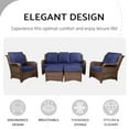thumbnail image 4 of All-Weather Outdoor Furniture Set Rattan Sofa Chair with Ottoman, Navy Blue PE Wicker Sectional Set for Patio Balcony Garden Backyard, 4 of 7