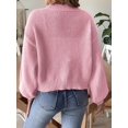 thumbnail image 5 of Womens Cardigan Sweaters Trendy Open Front Long Lantern Sleeve Chunky Knit Sweater Pink L, 5 of 8