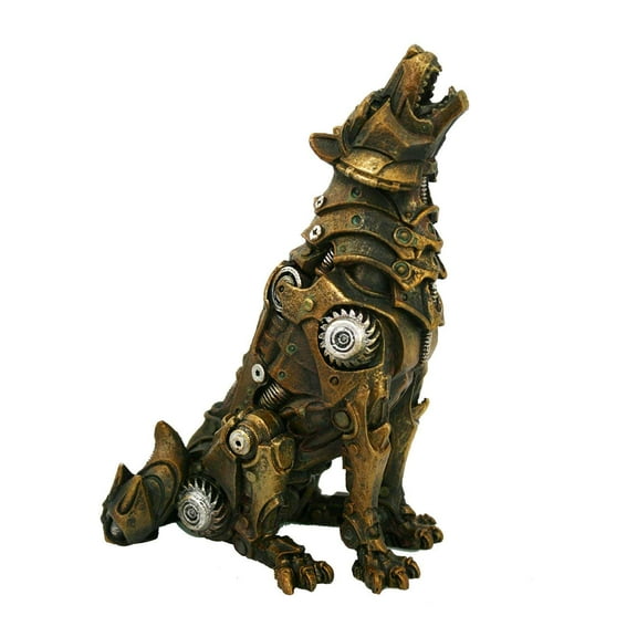 Pacific Giftware Steampunk Howling Alpha Wolf in Rustic Steel and Gears Collectible Fantasy Figurine