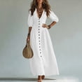 thumbnail image 5 of YuXingFu Sundresses for Women Maxi Short Sleeve Plus Size Womens Dress V-Neck for Wedding Long Casual Summer White S, 5 of 8