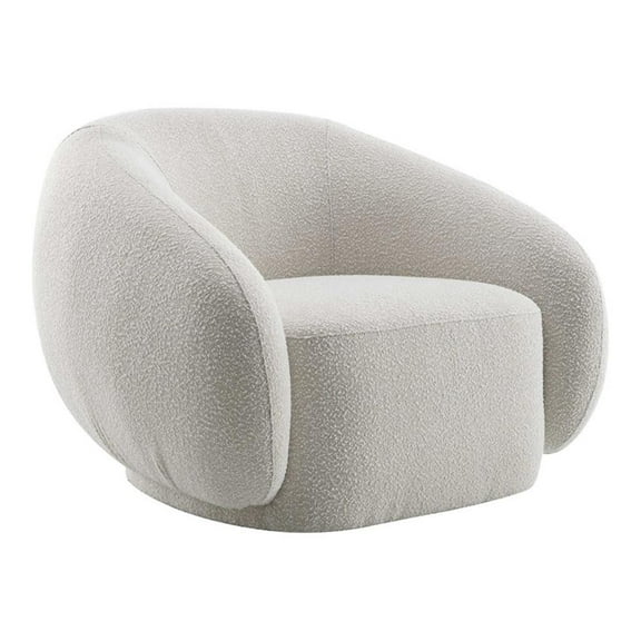 Bowery Hill Contemporary Fabric Upholstered Chair with Swivel in Beige