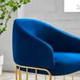 thumbnail image 3 of Armchair Accent Chair, Blue Navy, Velvet, Modern Contemporary, Mid Century Living Hotel Lounge Cafe Lobby, 3 of 8
