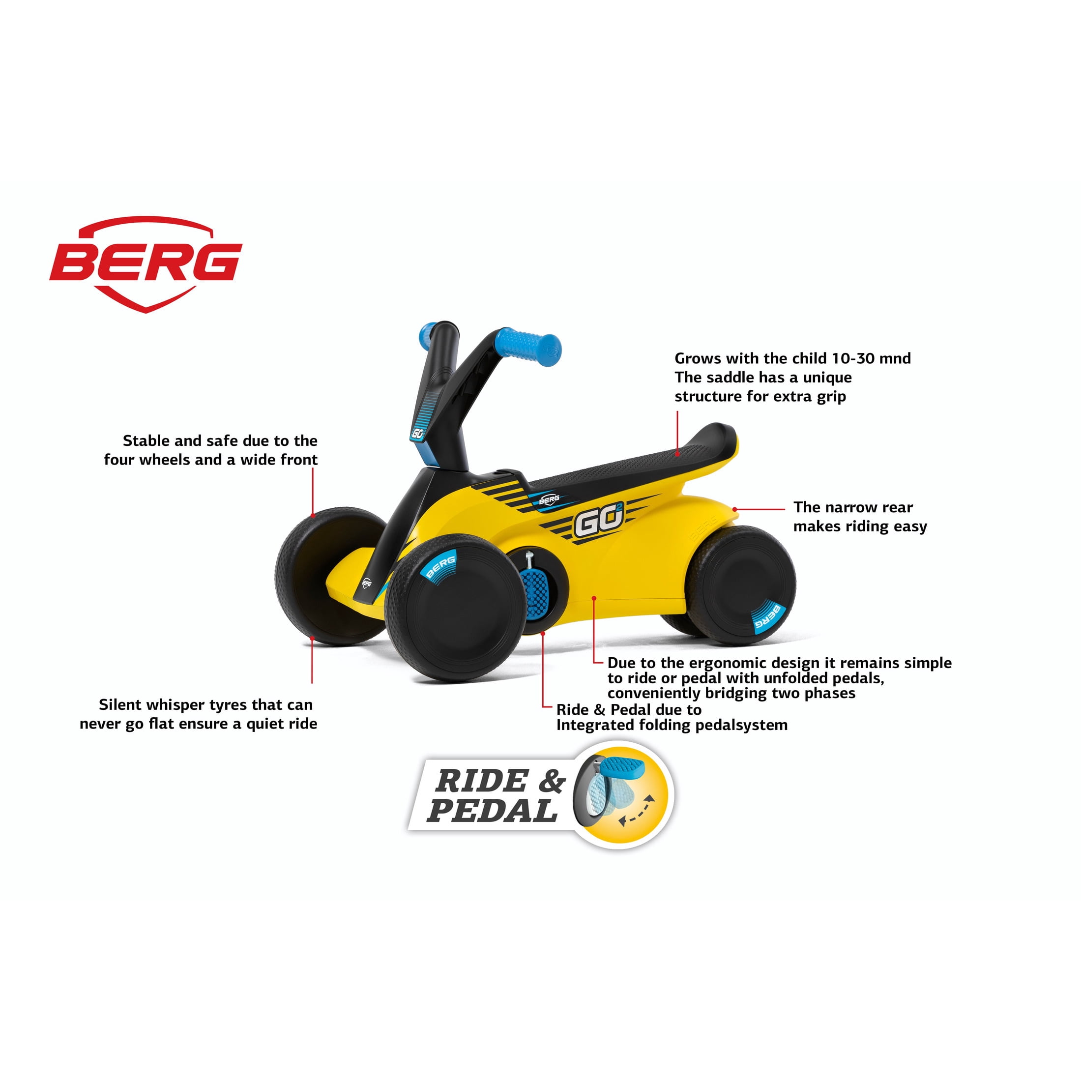 BERG Toys GO2 Children's 2-in-1 Toddler Push and Pedal Small Go
