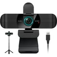 thumbnail image 2 of Full HD 1080P Webcam with Built-in Dual Mics, Wide-Angle Lens, Privacy Cover, Tripod Stand, Autofocus Computer Camera, Plug and  for Desktop PC or Laptop, 2 of 8