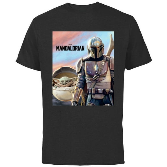 Star Wars The Mandalorian The Child Painting - Short Sleeve Cotton T-Shirt for Adults - Customized-Black