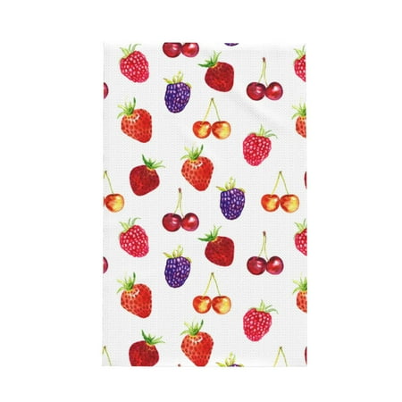 

Absorbent Kitchen Towels Redstrawberry Blue Quick Drying Dish Towels for Kitchen Drying Soft Hand Towels with Lanyard for Kitchen Decor