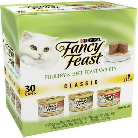 Purina Fancy Feast Classic Poultry & Beef Feast Variety Cat Food 30-3 oz. Cans