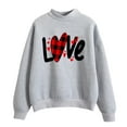 thumbnail image 2 of Baqcunre Crewneck Sweatshirts For Women Sweatshirt Love Patten Top Long Sleeved Sweatshirt Blouse Temperament Pullover Top(Grey S-XXL),Womens Sweatshirt Womens Tops Valentine'S Day Shirts For Women, 2 of 3