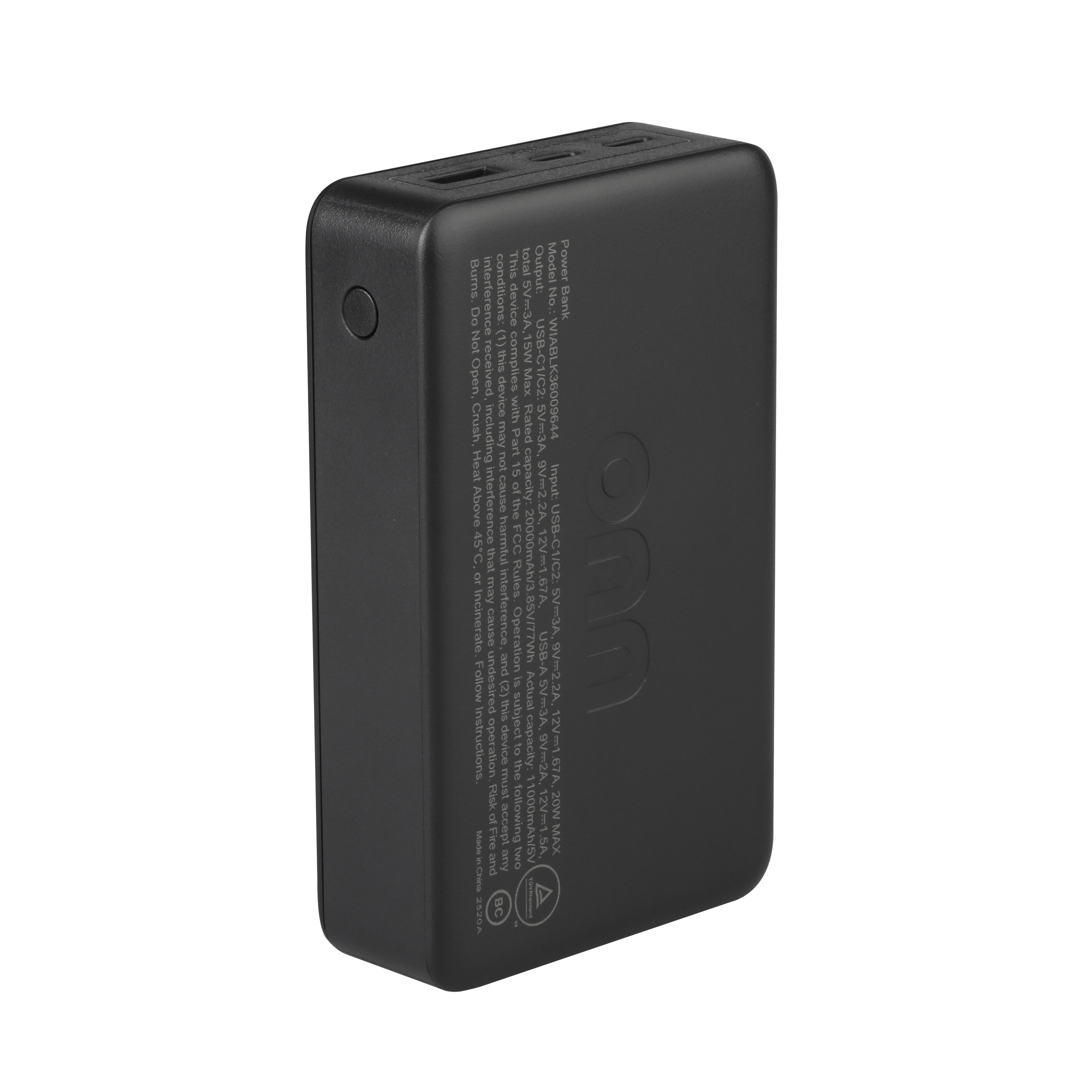 onn Batería Portátil 20,000 mAh con Carga Rápida (20W), Doble Puerto USB-C, Puerto USB, Pantalla LED Digital, Negro - Compatible con iPhone, iPad, AirPods, Samsung Galaxy, Note, Pixel y Más 2