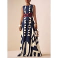 thumbnail image 6 of Multicolor Geometric Print Sleeveless Maxi Dress For Summer Festival, Vacation, Beach, Street Style, 6 of 8