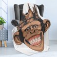 thumbnail image 4 of Funny Soft Flannel Fleece Throw Blanket, Whimsical King Chimpanzee Portrait with Crown on His Head Monkey, Cozy Plush for Indoor and Outdoor Use, 60" x 80", Taupe Pale Caramel and White, by Ambesonne, 4 of 5