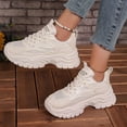 thumbnail image 5 of AUDeals Women’s Chunky Mesh Sneakers Thick Sole PU Leather Platform Shoes Lace Up Casual Walking Sneakers (White, 7.5), 5 of 9