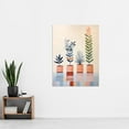 thumbnail image 4 of Row of Leafy Potted Plants Pastel Colour Pink Blue Green Botanical Oil Painting Extra Large XL Wall Art Poster Print, 4 of 5