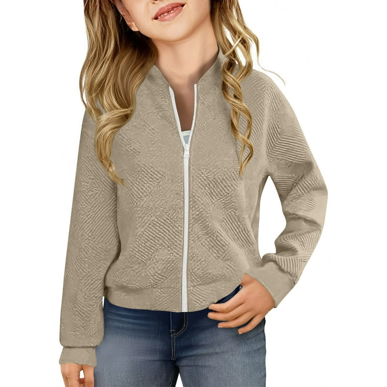 ZyeKqe Girls Fashion Jackets Casual Zip up Lightweight Fall