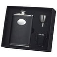 thumbnail image 1 of Eclipse Z Black Leather 8oz Deluxe Flask Gift Set, 1 of 1