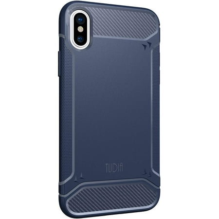 For iPhone X, iPhone XS Case, Tudia Ultra Slim Carbon Fiber Design Lightweight [TAMM] Cover for Apple iPhone X, iPhone XS (Navy Blue)