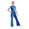 thumbnail image 2 of iiniim Kids Girls  Sequin Backless Full Bodysuit Sleeveless Bell Bottom Jumpsuit Dance Romper Flare Pants Blue 8, 2 of 7