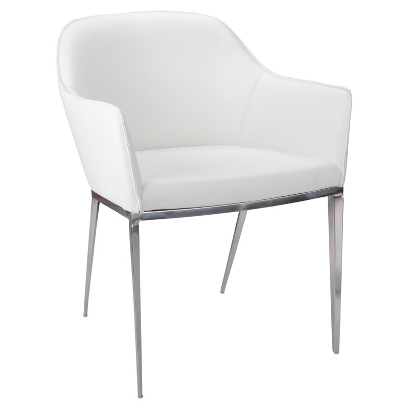 white leather dining armchair