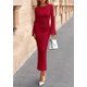 thumbnail image 3 of Vestido Maxi PRETTYGARDEN 2025 Elegante y Clásico Otoño Rojo Talle S, 3 of 8