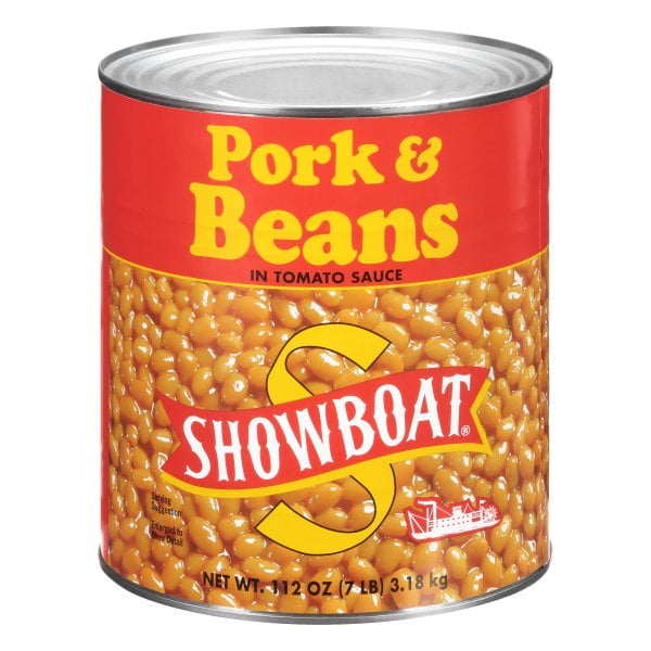 Showboat Pork & Beans in Tomato Sauce, Canned Beans with Pork, 112 oz