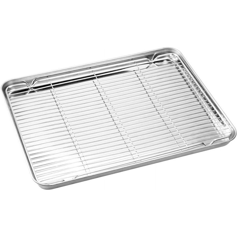  Wildone Baking Sheet & Rack Set [2 Sheets + 2 Racks], Stainless  Steel Cookie Pan with Cooling Rack, Size 16 x 12 x 1 Inch, Non Toxic & Heavy  Duty 